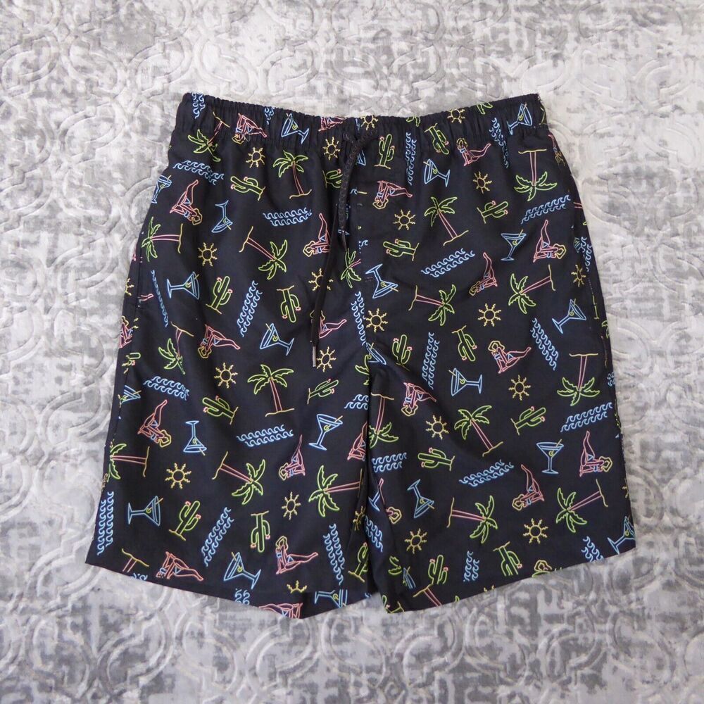 New Brooklyn Cloth Swim Trunks Mens Medium Black Volley Shorts Bikini Martini